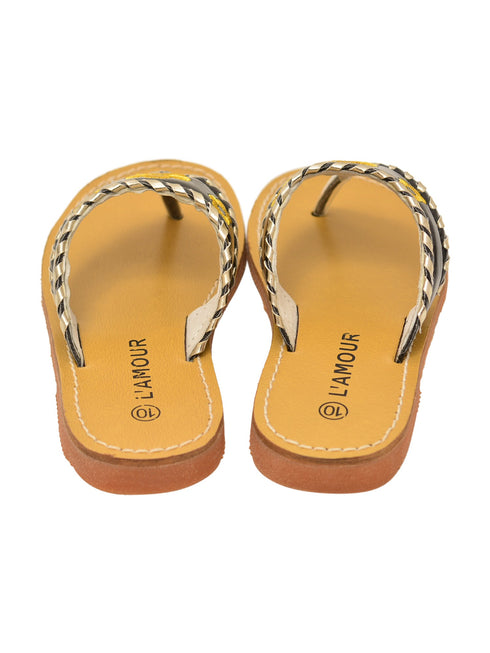 L'Amour Girls Black Contrast Whipstitched Trim Thong Sandals 11-4 Kids - SophiasStyle.com